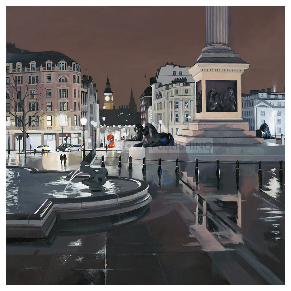 Jo Quigle Rainy Night Trafalgar Square