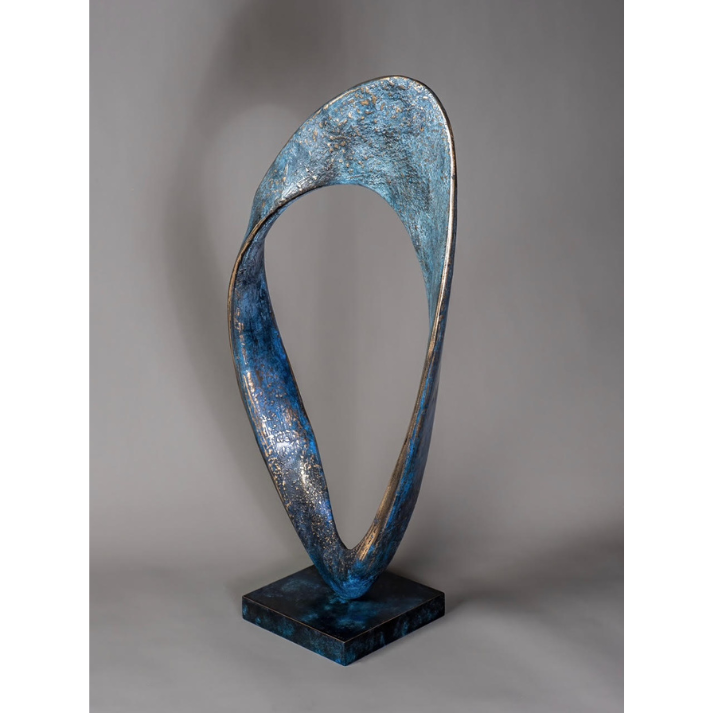 Adam Paddon resized blue scupture bronze abstract Leap I